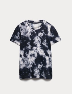 Printed Scoop Neck Fitted T-Shirt