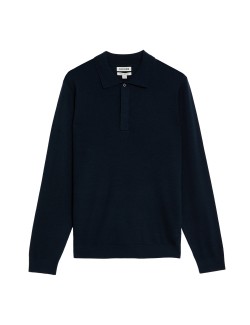 Merino Wool Silk Blend Knitted Polo Shirt