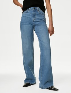 Lyocell™ Blend High Waisted Wide Leg Jeans