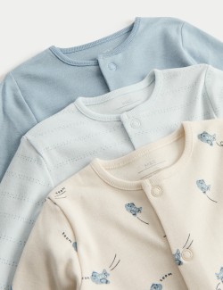 Jednobarevná kombinéza na spaní z čisté bavlny, 3 ks (2,3 kg – 3 roky)