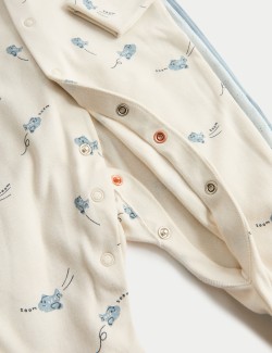 Jednobarevná kombinéza na spaní z čisté bavlny, 3 ks (2,3 kg – 3 roky)