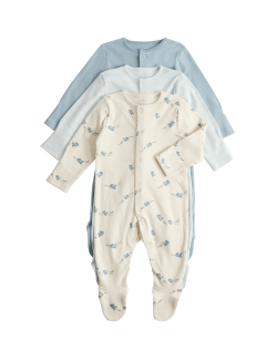 Jednobarevná kombinéza na spaní z čisté bavlny, 3 ks (2,3 kg – 3 roky)