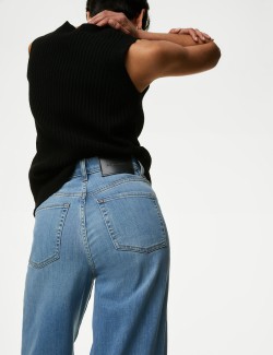 Lyocell™ Blend High Waisted Wide Leg Jeans