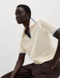 Cotton Rich Textured Cropped Knitted Top