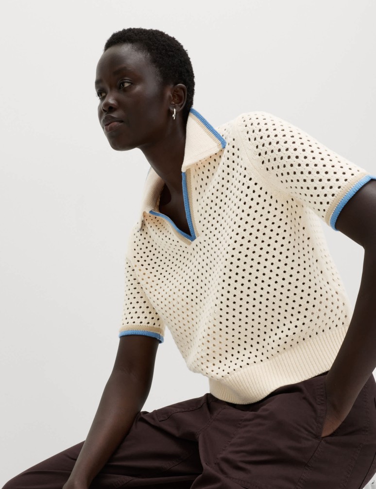 Cotton Rich Textured Cropped Knitted Top