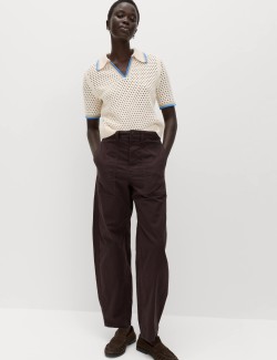 Cotton Rich Textured Cropped Knitted Top