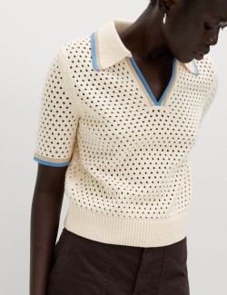 Cotton Rich Textured Cropped Knitted Top