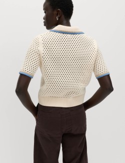 Cotton Rich Textured Cropped Knitted Top