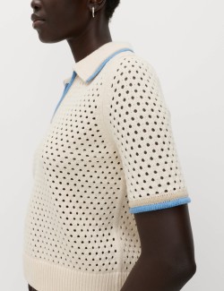 Cotton Rich Textured Cropped Knitted Top