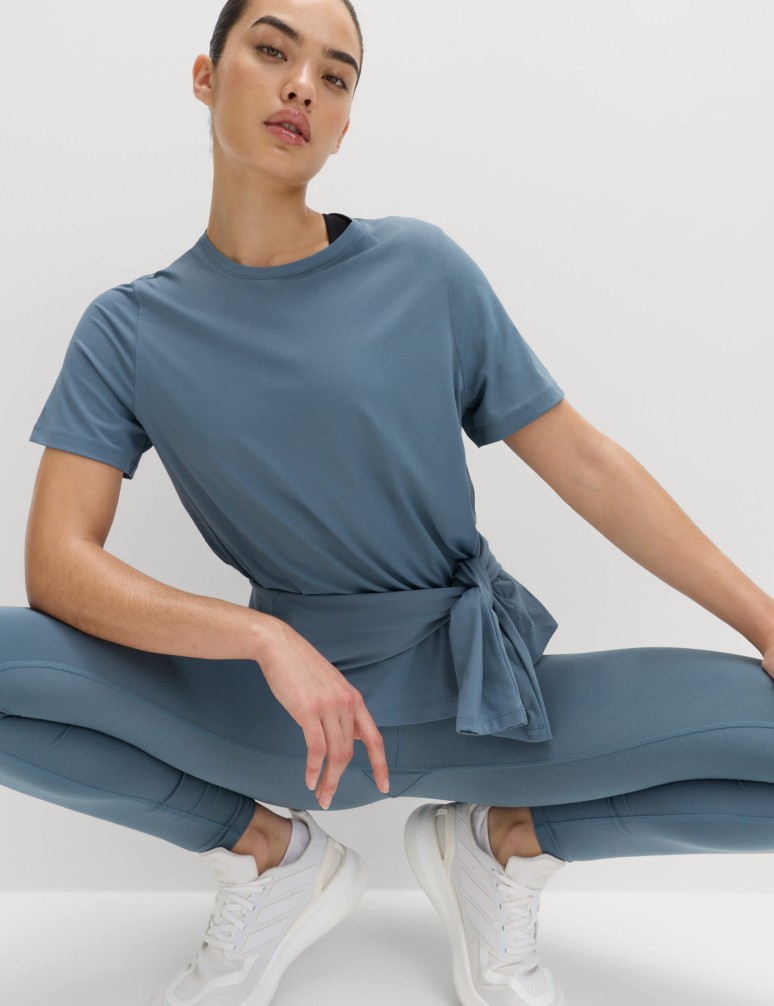 Crew Neck Mesh Panel Relaxed T-Shirt