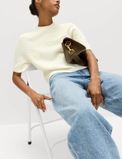 Flower Knitted Top With Wool