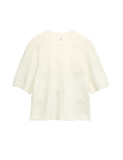 Flower Knitted Top With Wool