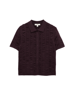 Textured Collared Fitted Cardigan