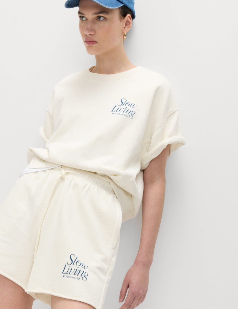 Pure Cotton High Waisted Jogger Shorts