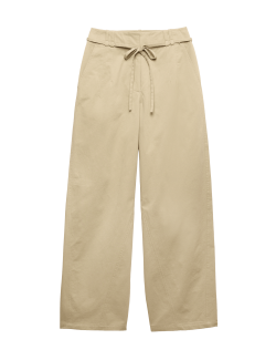 Kalhoty z čisté bavlny s rovnými nohavicemi