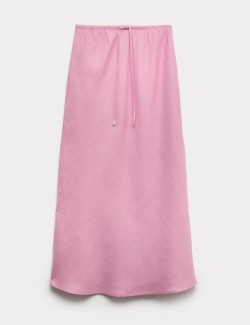 Pure Linen Bias Cut Maxi A-Line Skirt