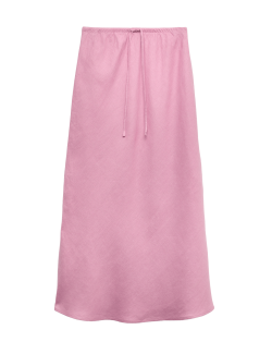 Maxi sukně z čistého lnu s předsudky a broušeným vzorem, linie A