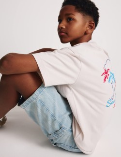 Proužkované džínové šortky s kapsami (6–16 let)