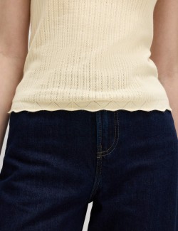 Pointelle Slim Fit Knitted Top