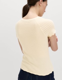Pointelle Slim Fit Knitted Top