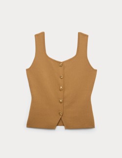 Button Front Slim Fit Knitted Waistcoat