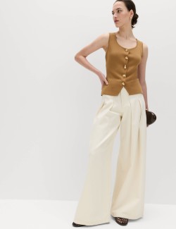 Button Front Slim Fit Knitted Waistcoat