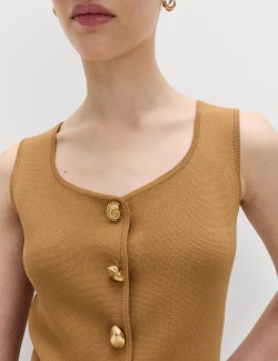 Button Front Slim Fit Knitted Waistcoat