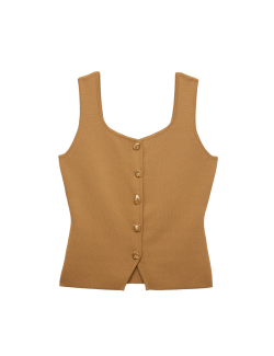 Button Front Slim Fit Knitted Waistcoat