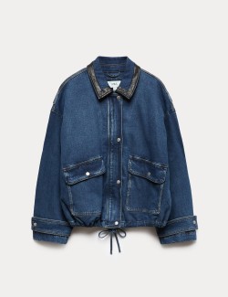 Denim Relaxed Bomber Jacket