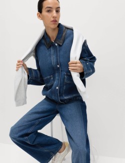 Denim Relaxed Bomber Jacket