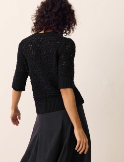 Pure Cotton Pointelle Knitted T-Shirt