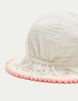 Pure Cotton Strawberry Bucket Hat (0-36 Months)