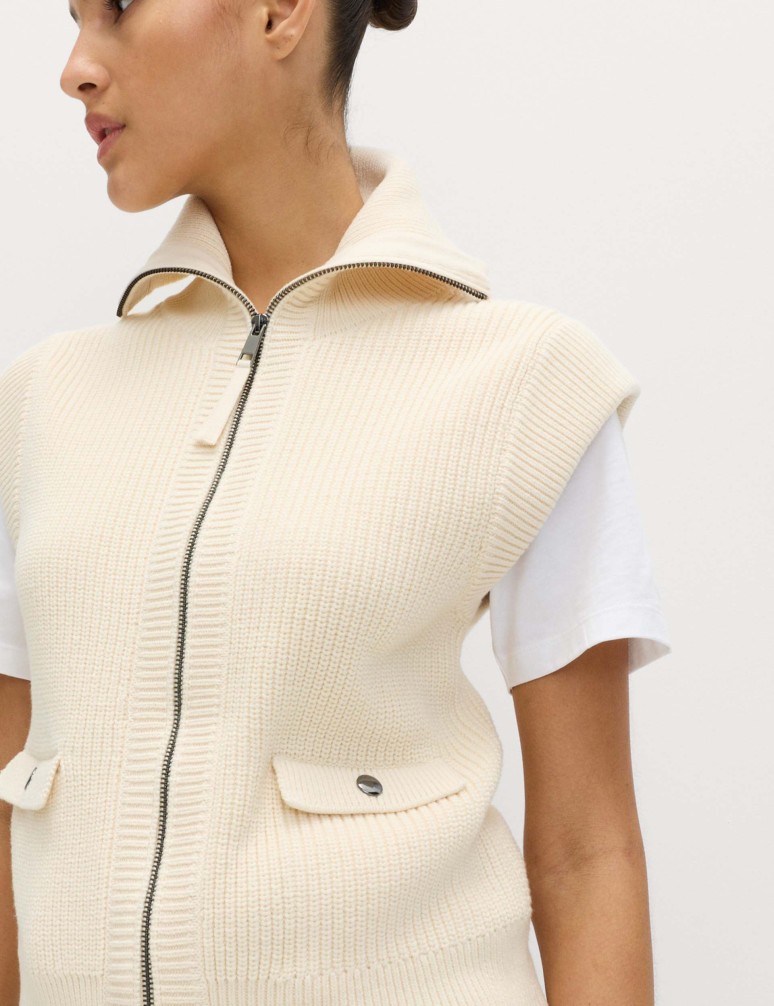 Cotton Rich Ribbed Knitted Waistcoat