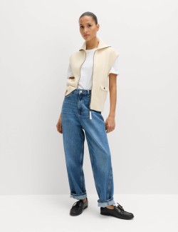 Cotton Rich Ribbed Knitted Waistcoat