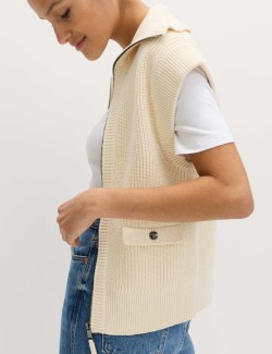 Cotton Rich Ribbed Knitted Waistcoat