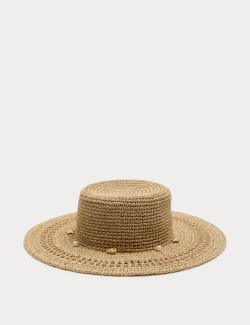 Shell Detail Floppy Fedora Hat