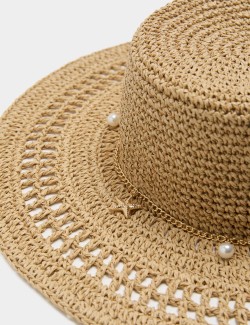 Shell Detail Floppy Fedora Hat