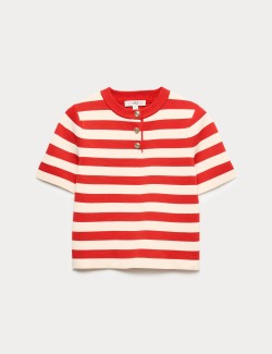 Striped Round Neck Knitted Slim Fit Top