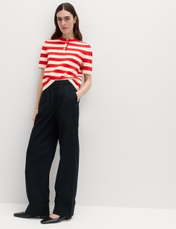 Striped Round Neck Knitted Slim Fit Top