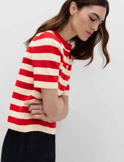 Striped Round Neck Knitted Slim Fit Top