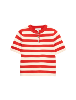 Striped Round Neck Knitted Slim Fit Top