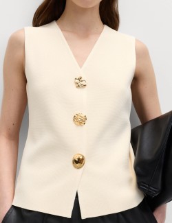 V-Neck Button Front Knitted Waistcoat