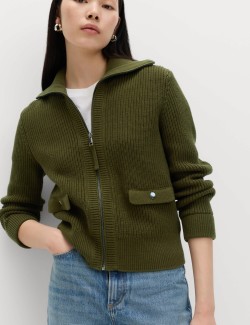 Cotton Rich Pocket Detail Knitted Jacket