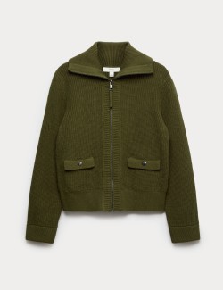 Cotton Rich Pocket Detail Knitted Jacket