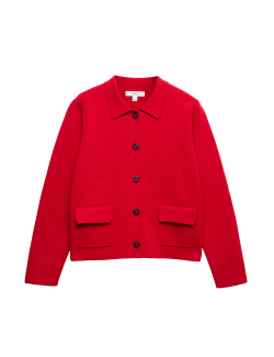 Air-Yarn Pocket Detail Knitted Jacket