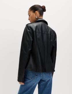 Faux Leather Harrington Jacket