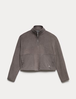 Funnel Neck Half Zip Relaxed Cropped Fleece