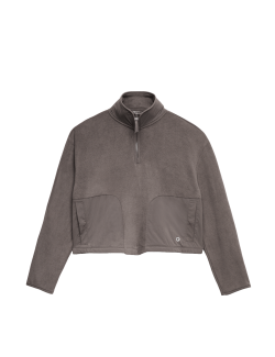 Funnel Neck Half Zip Relaxed Cropped Fleece