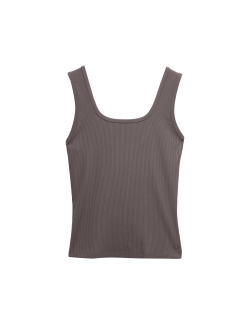 Žebrovaná přiléhavá vesta s vysokým podílem modalu a hranatým výstřihem