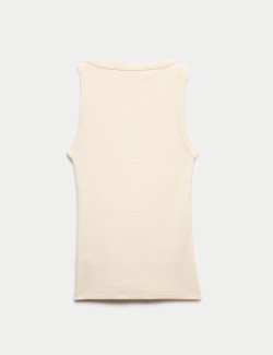 Cotton Modal Blend Scoop Neck Henley Vest